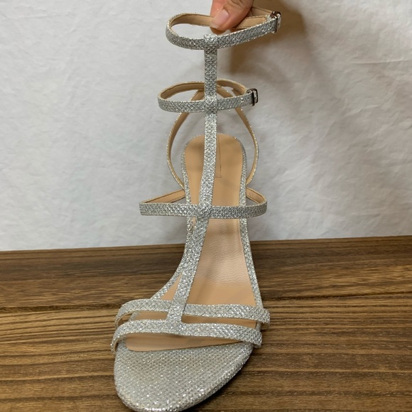 Like New ALDO Formal Heels Silver Sparkly Prom - Picture 2 of 8